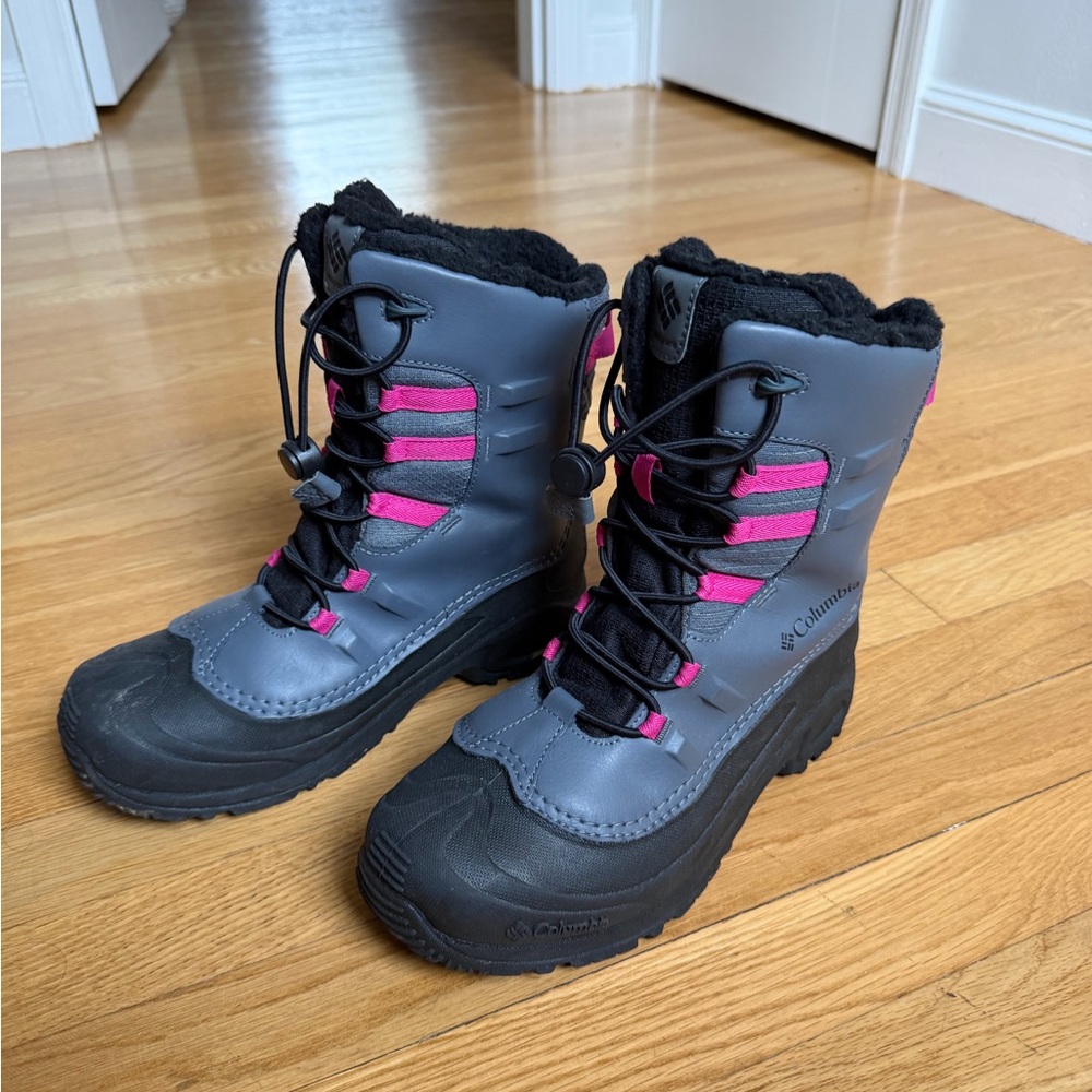 Columbia Kids Gray and Pink Insulated Snow Boots